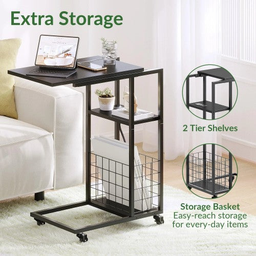 ODIKA Side Table, Under Seating Table with Rolling Wheels, Integrated Power, Adjustable C-Shaped End Table for Home, Living Room, Bedroom ODIKA Side Table, Under Seating Table with Rolling Wheels, Integrated Power, Adjustable C-Shaped End Table for Home, Living Room, Bedroom